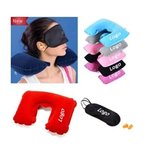 3in1 Travel Sets-Inflatable Neck Pillow/Eye Mask/Ear Plugs