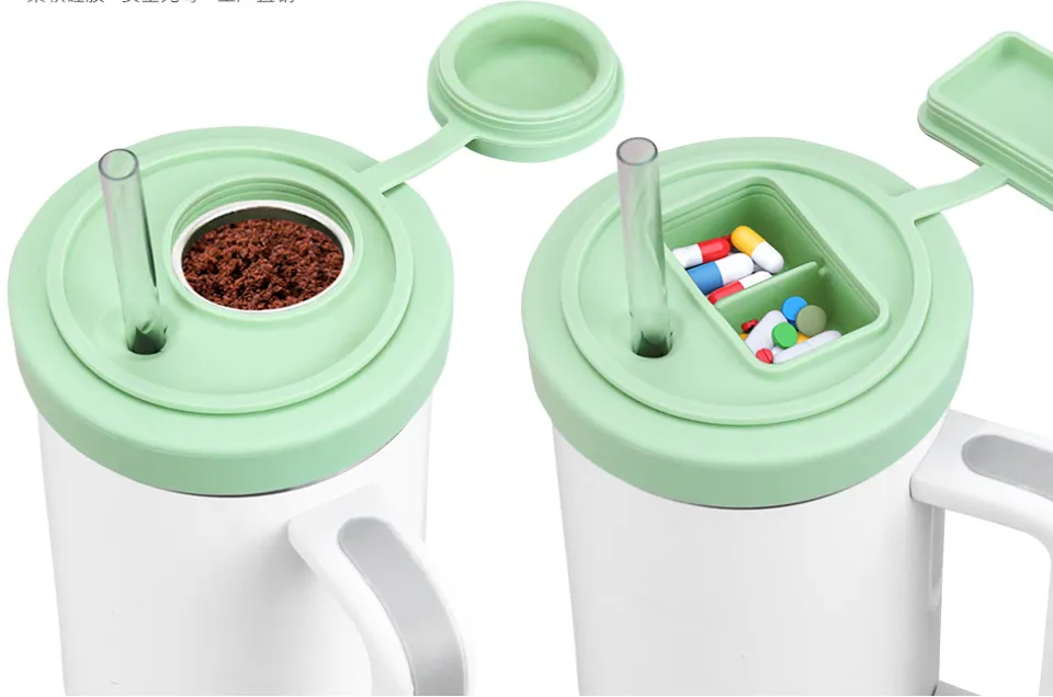 40oz Cup Lid Set with Pill and Coffee Container