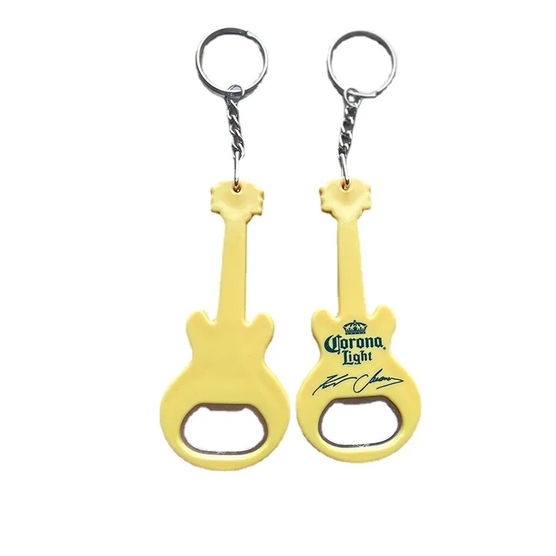 Guitar shaped bottle opener with keychain